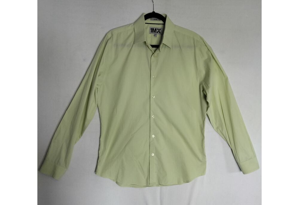1MX Express Fitted Dress Shirt Sz M 15-15.5 Pale Green